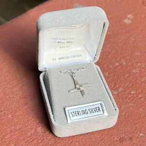 Sterling Silver St. Bridgid Cross with 18” Chain Necklace